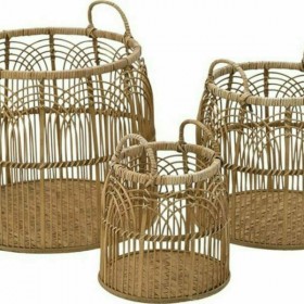 Σετ Διακοσμητικά Καλάθια Μπαμπού Natural 3τμχ Inart
