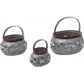 Σετ Διακοσμητικά Καλάθια Μεταλλικά Γκρι 3τμχ Click