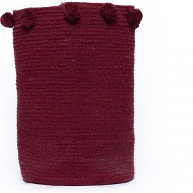 Διακοσμητικό Καλάθι Ψάθινο Fountain Μπορντό Με Χερούλια 30x30x40cm Palamaiki