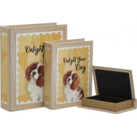 Inart Σετ Διακοσμητικά Κουτιά Ξύλινα Delight Your Dog σε Σχήμα Βιβλίου 3τμχ Inart Σετ Διακοσμητικά Κουτιά Ξύλινα Delight Your Dog σε Σχήμα Βιβλίου 3τμχ