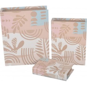 Inart Σετ Διακοσμητικά Κουτιά Ξύλινα Μπεζ/Ροζ/Μωβ σε Σχήμα Βιβλίου 3τμχ Inart Σετ Διακοσμητικά Κουτιά Ξύλινα Μπεζ/Ροζ/Μωβ σε Σχήμα Βιβλίου 3τμχ
