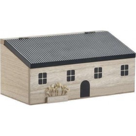 Inart Μίνι Συρταριέρα Ξύλινη Σπιτάκι Natural-Μαύρο 24x12x11cm Inart Μίνι Συρταριέρα Ξύλινη Σπιτάκι Natural-Μαύρο 24x12x11cm