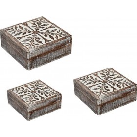 Espiel Σετ Διακοσμητικά Κουτιά Ξύλινα Καφέ-Άσπρο 3τμχ Espiel Σετ Διακοσμητικά Κουτιά Ξύλινα Καφέ-Άσπρο 3τμχ
