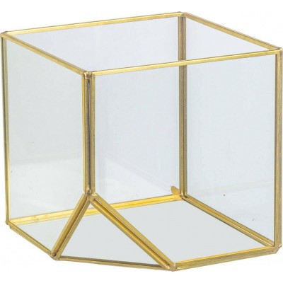 JK Home Decoration Διακοσμητικό Κουτί Γυάλινο Χρυσό 13x13x13cm