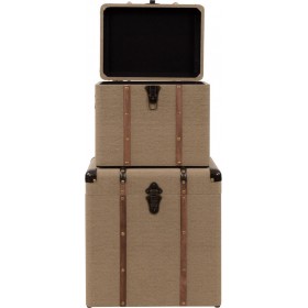 InTheBox Σετ Διακοσμητικά Μπαούλα Ξύλινα 2τμχ Breeze Beige