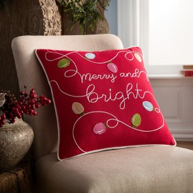 Χριστουγεννιάτικη Μαξιλαροθήκη Μerry & Βright 43x43cm Χριστουγεννιάτικη Μαξιλαροθήκη Μerry & Βright 43x43cm