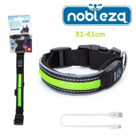 Nobleza Κολάρο Σκύλου Φωτιζόμενο σε Πράσινο χρώμα Επαναφορτιζόμενο LED 31 - 41cm