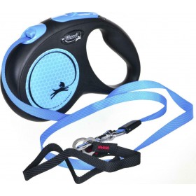 Flexi Πτυσσόμενο Λουρί/Οδηγός Σκύλου Ιμάντας Neon Μπλε 5m έως 15kg