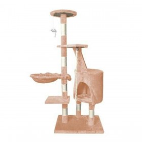 Δέντρο Γάτας Βελούδινο Με Στύλους Σιζαλ Μπεζ 49x49x118cm