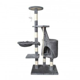 Βελούδινο Γατόδεντρο 5 Επιπέδων Γκρι 49x49x118cm