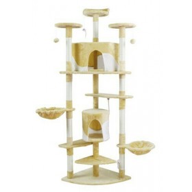 Δέντρο Ονυχοδρόμιο Γάτας με 8 Επίπεδα &amp 2 Κρυψώνες Μπεζ 58x58x200cm