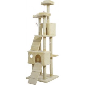 Pawhut Δέντρο Γάτας Μπεζ 60x55x181cm
