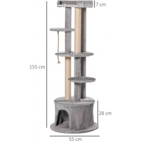Pawhut Ονυχοδρόμιο Δέντρο Γάτας Γκρι 55x55x155cm