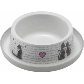 Moderna Cats in Love Ποτίστρα / Ταΐστρα Μπωλ Γάτας Trendy Dinner Small 350ml White 17x17x5.3cm