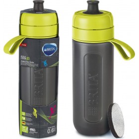 Brita Fill &amp Go Active Πλαστικό Παγούρι με Φίλτρο 600ml Μαύρο Lime