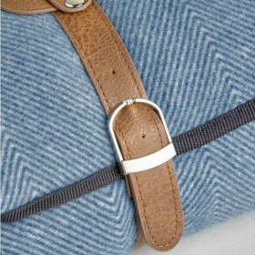 VonShef Picnic Blanket, Κουβέρτα Πικ-Νικ από Αδιάβροχο Ύφασμα και Vegan Δερμάτινη Λαβή 147x180cm, Blue Herringbone - 1000227