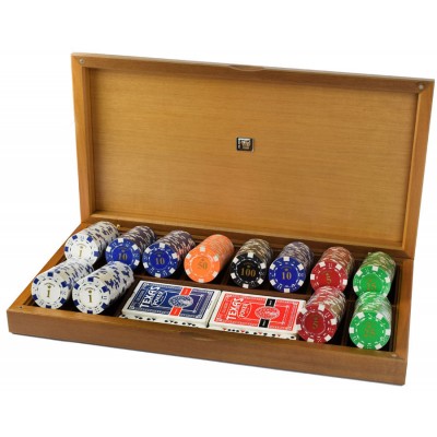 Dal Negro Ξύλινη Κασετίνα από Καρυδιά με 300 Μάρκες Poker 12gr &amp 2 Πλαστικές Τράπουλες