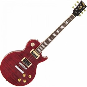 Vintage Ηλεκτρική Κιθάρα V100T ReIssued με HH Διάταξη Μαγνητών Ταστιέρα Rosewood σε Χρώμα Flamed Trans Wine RedΚωδικός: V100TWR 