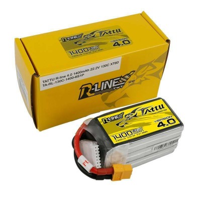 Tattu R-Line Version 4.0 1400mAh 22.2V 130C 6S1P Lipo Battery Pack with XT60 Plug