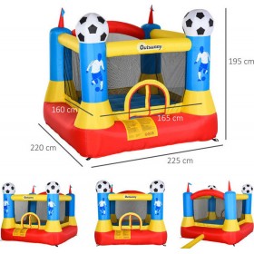 Outsunny Φουσκωτό Κάστρο με Τραμπολίνο Γήπεδο 225x220x195εκ. για 3-10 ΕτώνΚωδικός: 342-016V70 