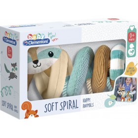 Clementoni Σπιράλ Παιχνίδι Κούνιας και Καροτσιού με Καθρέφτη Happy Animals για Νεογέννητα