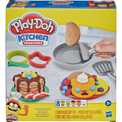 Hasbro Play-Doh Πλαστελίνη - Παιχνίδι Kitchen Creations Flip' n' Pancakes για 3+ Ετών, 8τμχ