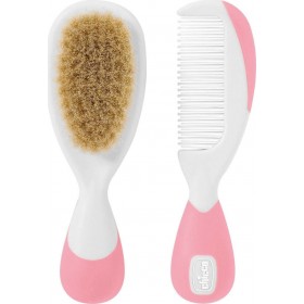 Chicco Βρεφική Βούρτσα &amp Χτένα Ροζ 2τμχ