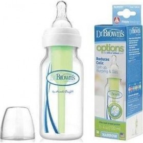 Dr. Brown's Πλαστικό Μπιμπερό Options+ Narrow Neck Κατά των Κολικών με Θηλή Σιλικόνης 120ml για 0+ μηνώνΚωδικός: SB41005 