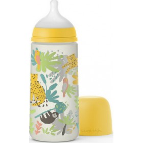 Suavinex Πλαστικό Μπιμπερό SX Pro Κατά των Κολικών με Θηλή Σιλικόνης 360ml για 6+ μηνών Yellow JungleΚωδικός: 307092 