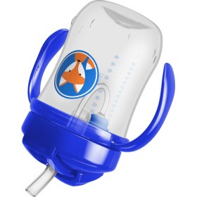 Dr. Brown's Παιδικό Ποτηράκι με Λαβές και Καλαμάκι "Baby's Straw" από Πλαστικό Μπλε 270ml για 6m+