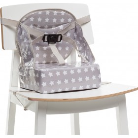 Baby to Love Καθισματάκι Φαγητού Υφασμάτινο για Καρέκλα Easy Up Booster Stars Grey/White