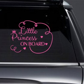 Σήμα Baby on Board Με Αυτοκόλλητο "Little Princess" Φούξια