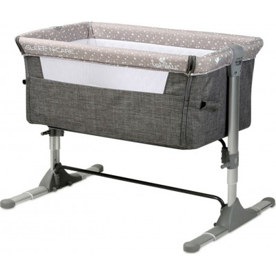 Lorelli Λίκνο Sleep N Care Grey Elephant με Στρώμα και Πλαϊνό Άνοιγμα