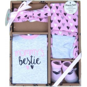 Dreams by Joyce Σετ Ρούχων Νεογέννητου "Mommy's Bestie" για Κορίτσι Ροζ 4τμχ