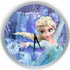 Ρολόι τοίχου με ασημί πλαστικό πλαίσιο και γυαλί, FROZEN 30εκ