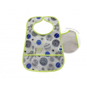 Kikka Boo Αδιάβροχη Σαλιάρα Πλαστική με Αυτοκόλλητο "Alien Cosmos Rocket" με Τσέπη 3τμχ