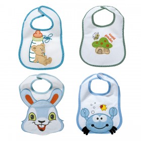 SB Home Αδιάβροχη Σαλιάρα από 100% Βαμβάκι με Αυτοκόλλητο "Baby Bibs" Blue 4τμχ
