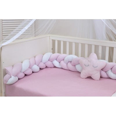 Baby Oliver Πάντα Πλεξούδα Design 120 White/Pink 18x200cm