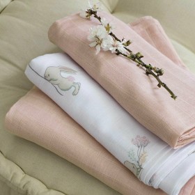 Nima Πάνες Αγκαλιάς από Μουσελίνα Bunny Love 3τμχ 120x120cm