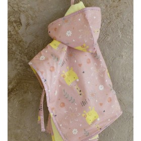 Nima Βρεφικό Πόντσο-Μπουρνούζι "Giraffe Love" με Κουκούλα Ροζ