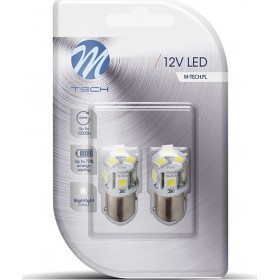 M-Tech Λάμπες Αυτοκινήτου P21/5W-BAY15D-1157 5mm Led Λευκό 12V 1.2W 2τμχ M-Tech Λάμπες Αυτοκινήτου P21/5W-BAY15D-1157 5mm Led Λευκό 12V 1.2W 2τμχ