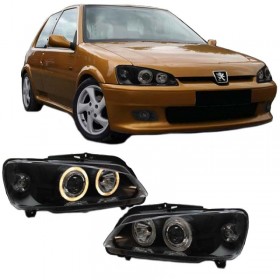 Depo Μπροστινά Φανάρια Angel Eyes για Peugeot 106 1996-1999 Μαύρα 2τμχΚωδικός: 0008572 