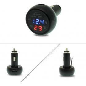 Ψηφιακό Βολτόμετρο / Θερμόμετρο Αυτοκινήτου με Θύρα USB 2.1A 12VΚωδικός: VST-706 