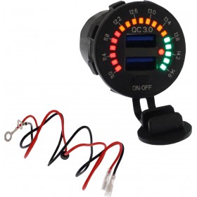 Αδιάβροχος Φορτιστής Μοτοσυκλέτας Γρήγορης Φόρτισης 4.8A με Θύρες: 2xUSB με ΒολτόμετροΚωδικός: EE5569 