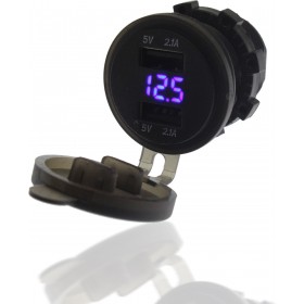 Αδιάβροχος Φορτιστής Μοτοσυκλέτας 2.1A με Θύρες: 2xUSB με ΒολτόμετροΚωδικός: EE2638 