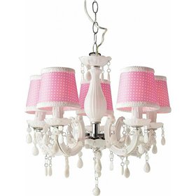 Aca Πολυέλαιος 5xE14 Ø56cm με Καπέλα Λευκός SF35045P