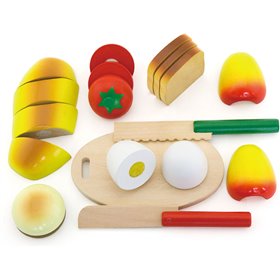 Viga Toys Cutting Meal Ξύλινα Τρόφιμα Πρωινού Διαίρεσης