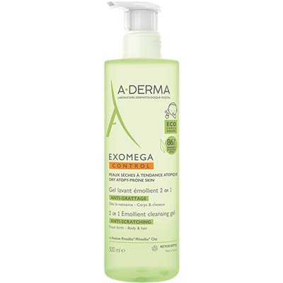 A-Derma Exomega Control Emollient Cleansing Gel 2 in 1 με Αντλία 500ml