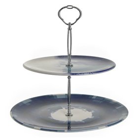 Inart Εταζέρα 2 Θέσεων Κεραμική ΜπλεΚωδικός: 3-60-022-0011  Inart Εταζέρα 2 Θέσεων Κεραμική ΜπλεΚωδικός: 3-60-022-0011