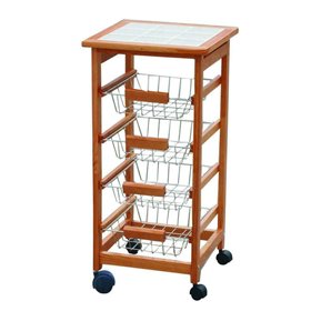 Ankor Τρόλει Κουζίνας Ξύλινο σε Μπεζ Χρώμα 3 Θέσεων 37x37x76cm